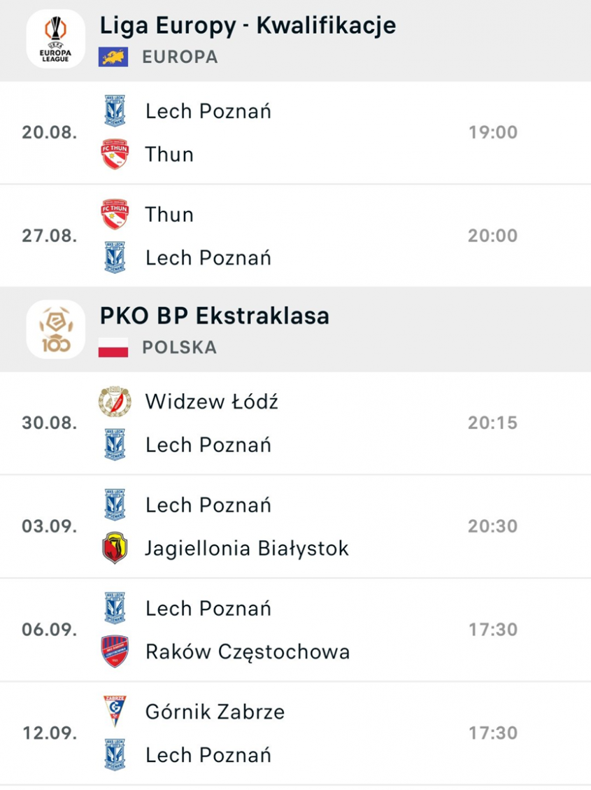 PRZEMOCNY TERMINARZ Lecha Poznań na najbliższe mecze w el. do LE i Ekstraklasie! O.o